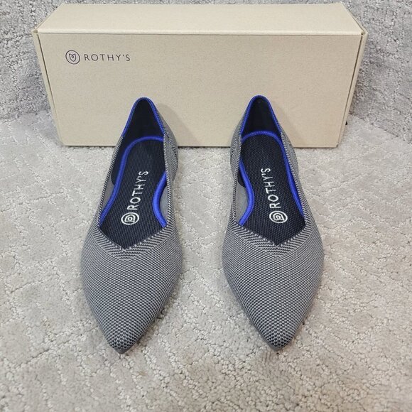 Rothys The Point Cloud Grey Pointed Toe Slip on Flat Shoes Multiple Sizes - Picture 9 of 12